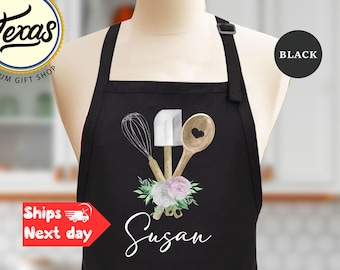 Floral Personalized Apron: Custom Name Cooking Gift