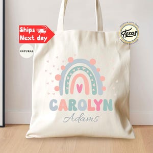 Bolsa de tela arcoíris personalizada: Bolsa escolar para niños