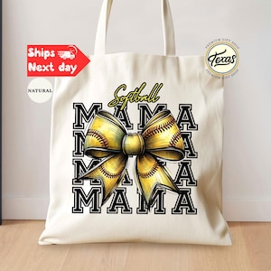 Coquette Softball Mama Tote Bag: Game Day Sports Mom Gift