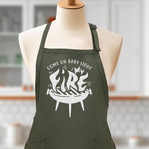 Funny BBQ Apron: &quot;Come On Baby Light My Fire&quot; Grilling Gift