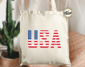 USA Flag Tote Bag: Patriotic 4th of July Gift