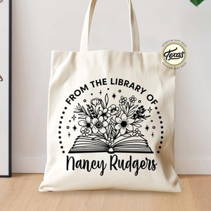 Personalized Library Tote Bag: Custom Book Lover Gift