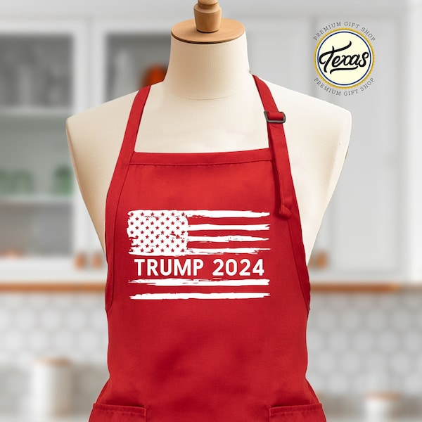 Trump USA Flag Apron, Election 2024 Apron, Vote 2024 Apron, Voting Gift, President Trump Gift, Gift For Her, Gift For Him, Baking Apron
