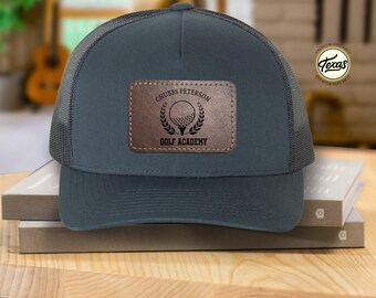 Personalized Leather Patch Golf Hat, Custom Golf Team Gift