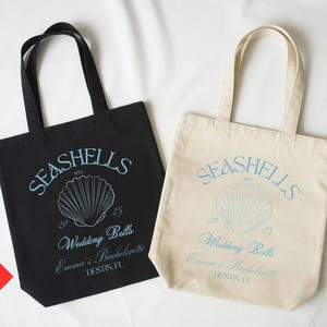 Seashells and Wedding Bells Tote Bag: Coastal Bachelorette Bag