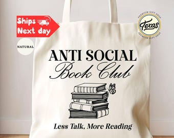 Anti Social Book Club Tote Bag: Introverted Reader Gift