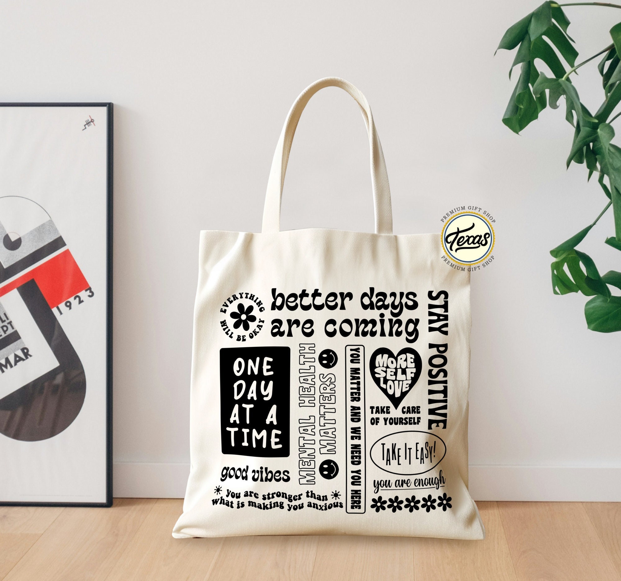 Mental Health Matters Tote Bag: Motivational Reusable Canvas Bag