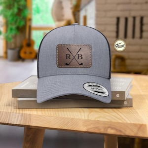 Personalized Golf Leather Patch Hat, Golfing Accessories, Custom Golf Cap, Golf Lover Hat, Father&#39;s Day Gift, Golf Dad Patch Cap