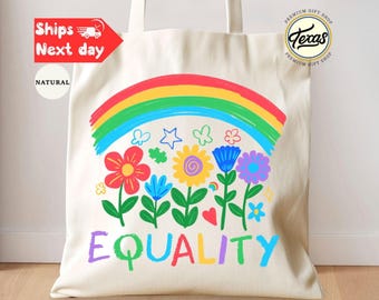 Floral Equality Tote Bag: Rainbow Flowers, LGBT Pride, Human Rights