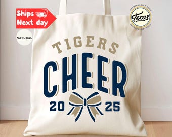 Custom Cheer Team Canvas Tote Bag, Personalized Cheerleader Gift