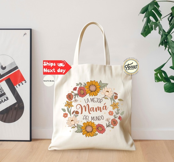 La Mejor Mama Del Mundo Tote Bag, Floral Spanish Mom Gift