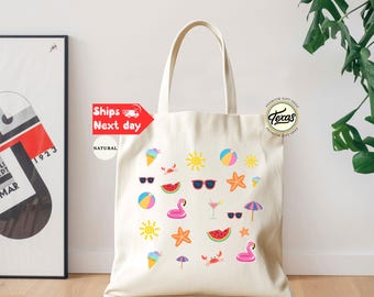 Summer Vibes Canvas Tote Bag: Beach Pool Day Gift