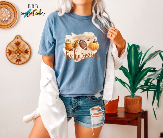 Tis The Season Shirt, Thanksgiving Shirt, Coffee Lovers Shirt, Fall Shirts for Women, Comfort Color Shirt, Hello Fall Shirt, Oversized Shirt