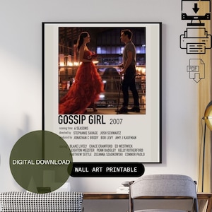 Gossip Girl Instant Digital Download PDF, Retro Wall Art Y2K Home Decor, Vintage Tv Series Fan Print Gift Blair Waldorf Chuck Bass