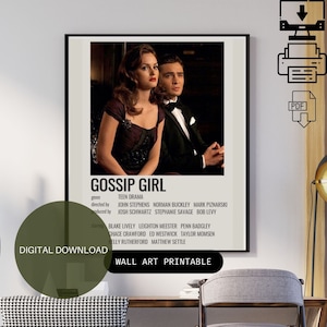 Gossip Girl Instant Digital Download PDF, Retro Wall Art Y2K Home Decor, Vintage Tv Series Fan Print Gift Blair Waldorf Chuck Bass