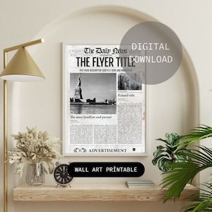 Trendy Newspapers Print, Disco Wall Art, Vintage Wall Art, New York Times News, Preppy Decor, Dorm decor, Bar Cart Wall Art,Digital Download