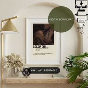 Gossip Girl Instant Digital Download PDF, Retro Wall Art Y2K Home Decor, Vintage Tv Series Fan Print Gift Blair Waldorf Chuck Bass