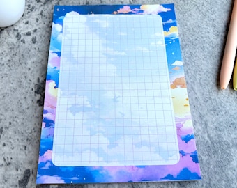 Kawaii Sunset Notepad, Cute Aesthetic Memo Pad, Notepad for Notetaking To Do Lists and Reminder Notes