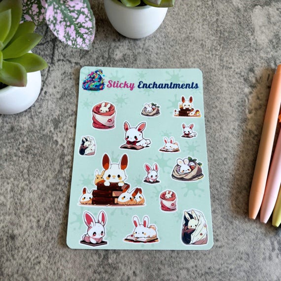 Bookish Bunnies Sticker Sheet Bookish Bunnies Sticker Sheet
