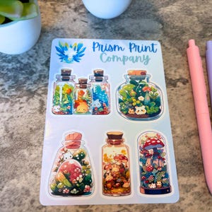 Terrarium Vinyl Sticker Sheet, Cute Kawaii Aesthetic