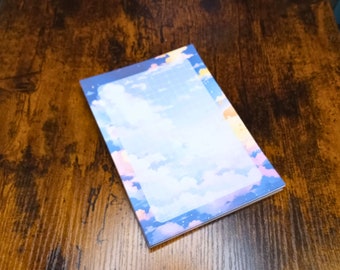 Kawaii Sunset Notepad, Cute Aesthetic Memo Pad, Notepad for Notetaking To Do Lists and Reminder Notes