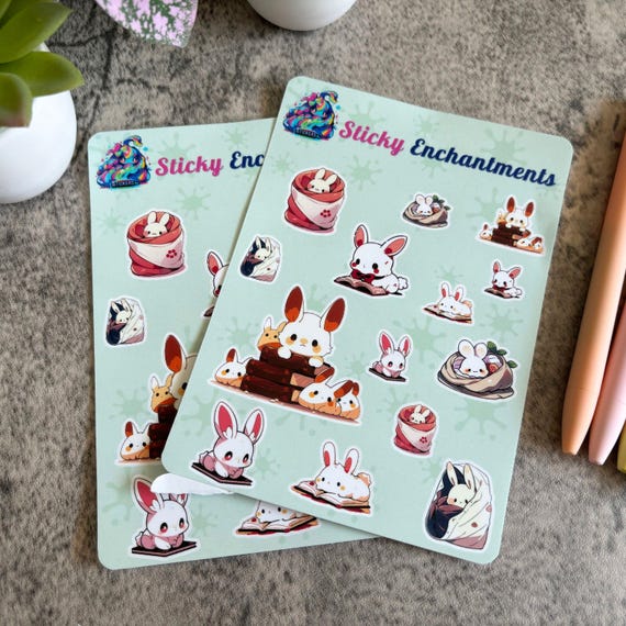 Bookish Bunnies Sticker Sheet Bookish Bunnies Sticker Sheet