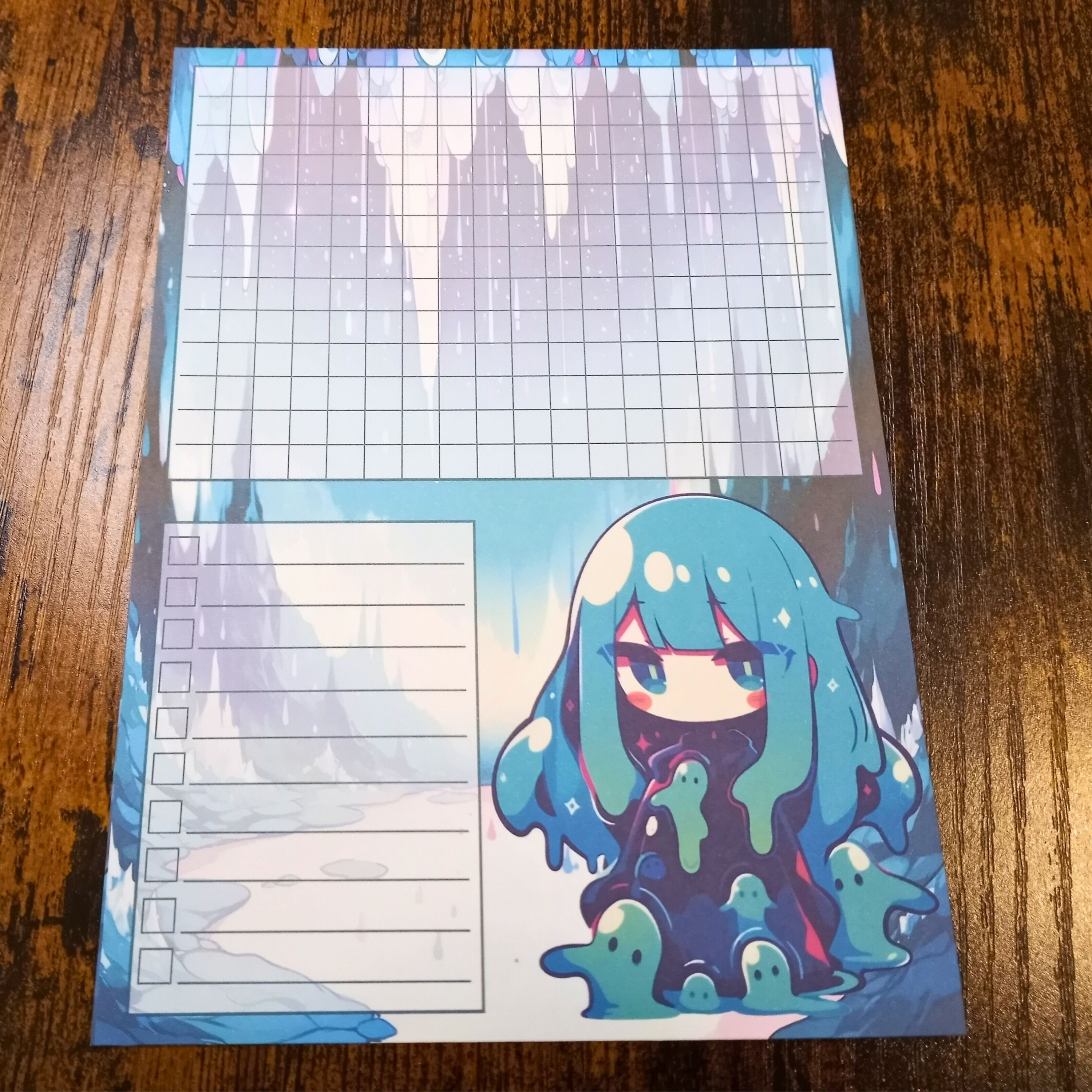 Stiky Note Slime Kawaii Slime Girl Notepad, Cute Aesthetic Memo Pad, Notepad for ...