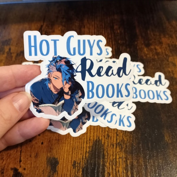 Hot Guys Read Books Sticker, Party Favors, Phone Laptop Planner Stickers, Anime Manga Aesthetic