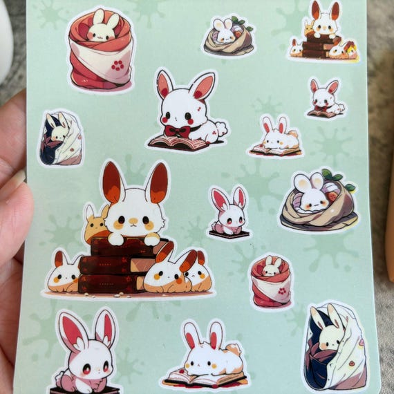 Bookish Bunnies Sticker Sheet Bookish Bunnies Sticker Sheet