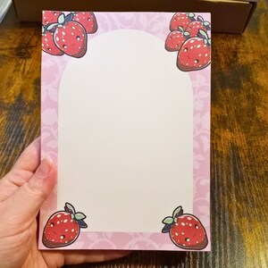 Elegant Strawberry Notepad, Cute Kawaii Aesthetic Memo Pad, Notepad for ...