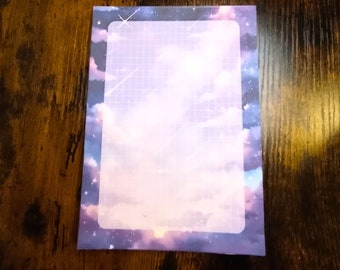 Kawaii Sparkling Twilight Notepad, Cute Aesthetic Memo Pad, Notepad for Notetaking To Do Lists and Reminder Notes