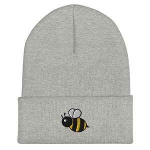 Bee Embroidered Beanie | Gift For Bumblebee Lovers | Cute Honey Bee Cuffed Beanie | Winter Hat For Him & Her | Multiple Colors
