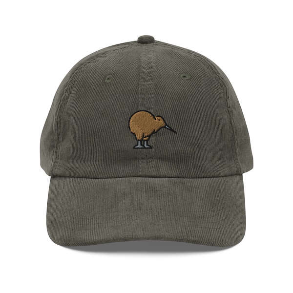 Kiwi-Vogel-Cord-Mütze | Geschenk für Kiwi-Vogelliebhaber | Süße neuseeländische Vintage-Mütze | Nachhaltiger NZ-Hut | Mehrere Farben | Für Sie und Ihn