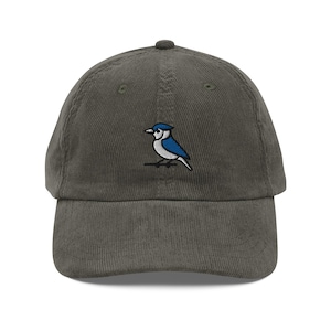Blue jay Corduroy Cap | Bird Watching Gift | Cute Vintage Cap | Sustainable Hat | Multiple Colors | For Him & Her