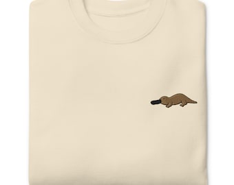 Platypus Embroidered Sweatshirt | Cute Platypus Animal Gift | Sustainable Premium Sweater | Multiple Colors | Unisex For Him & Her