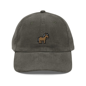 Horse Corduroy Cap | Cute Brown Horse Hat | Pony Vintage Cap | Equestrian Sustainable Hat | Multiple Colors | For Him & Her