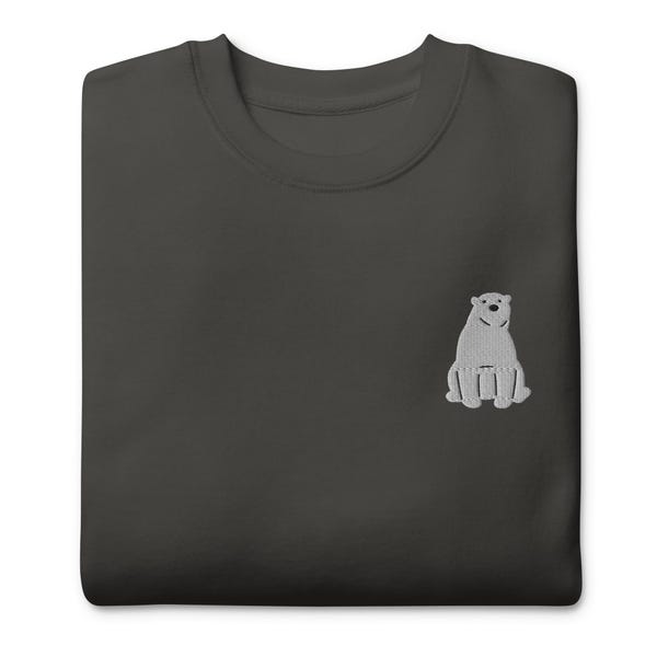 Polar Bear Embroidered Sweatshirt | Cute Polar Bear Gift | Sustainable Premium Sweater | Multiple Colors | Unisex For Him & Her