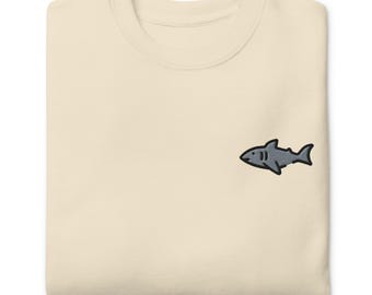 Hai besticktes Sweatshirt | Niedliches Haifischmeer Geschenk | Nachhaltiger Premium Pullover | Mehrere Farben | Unisex Für Sie & Ihn