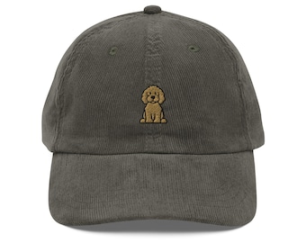 Goldendoodle Dog Corduroy Cap | Groodle Puppy Gift | Cute Cockapoo Vintage Cap | Sustainable Hat | Multiple Colors | For Him & Her