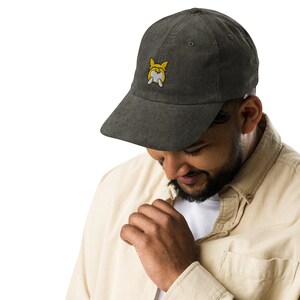 Corgi Butt Corduroy Cap | Corgi Dog Lovers Gift | Vintage Trendy Cute Dad Cap | Sustainably Made For Him & For Her | Luxury Soft Hat