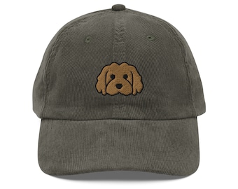 Cockapoo Spoodle Corduroy Embroidered Cap | Gift For Goldendoodle Dog Lovers | Cute Cavapoo Cavoodle Puppy Sustainable Hat | Multiple Colors