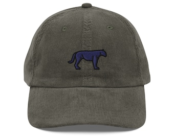 Gorra Panther Corduroy / Regalo para los amantes de las panteras / Linda gorra vintage Big Cat / Sombrero sostenible / Múltiples colores / Para él y ella