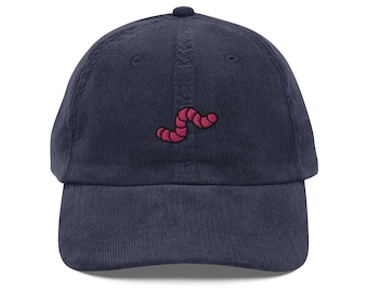 Casquette brodée en forme de ver mignon | Cadeau pour les amateurs de vers | Casquette vintage Worm Farm | Compostage domestique | Chapeau durable pour elle et lui