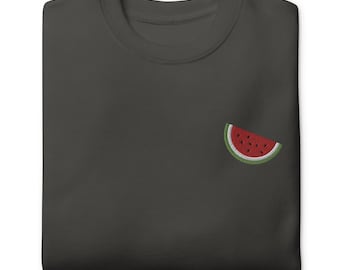 Watermelon Embroidered Sweatshirt | Free Palestine Protest Sweater | Sustainable Premium Sweatshirt | Multiple Colors | Unisex For Him & Her
