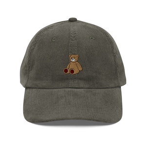 Teddy Bear Corduroy Cap | Gift For Teddy Bear Lovers | Cute Toy Vintage Cap | Sustainable Hat | Multiple Colors | For Him & Her