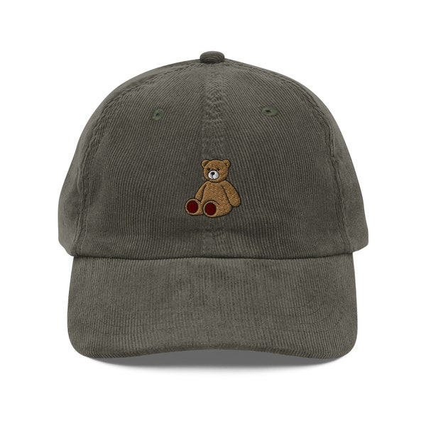 Casquette en velours côtelé Teddy Bear | Cadeau pour les amateurs d'ours en peluche | Casquette vintage jouet mignon | Chapeau durable | Plusieurs couleurs | Pour Lui et Elle