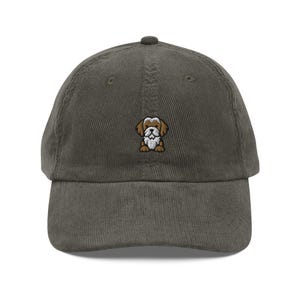 Shih Tzu Corduroy Cap | Cute Shih Tzu Owner Gift | White Brown Dog Hat Vintage Cap | Sustainable Hat | Multiple Colors | For Him & Her