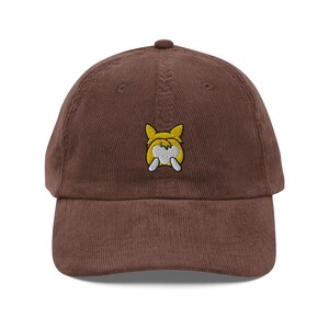Corgi Butt Corduroy Cap | Corgi Dog Lovers Gift | Vintage Trendy Cute Dad Cap | Sustainably Made For Him & For Her | Luxury Soft Hat
