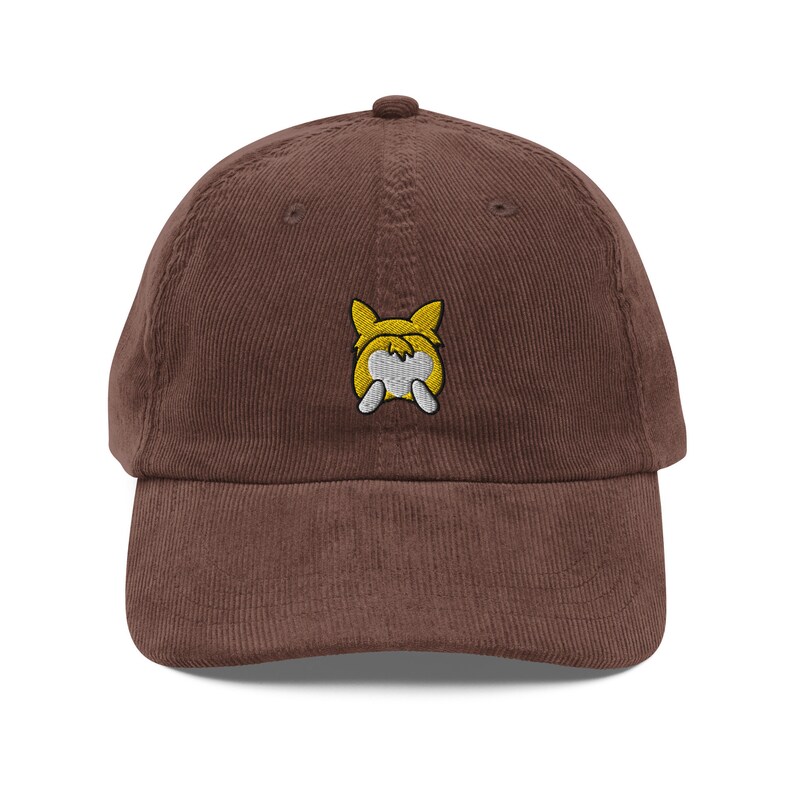 Corgi Butt Corduroy Cap | Corgi Dog Lovers Gift | Vintage Trendy Cute Dad Cap | Sustainably Made For Him & For Her | Luxury Soft Hat