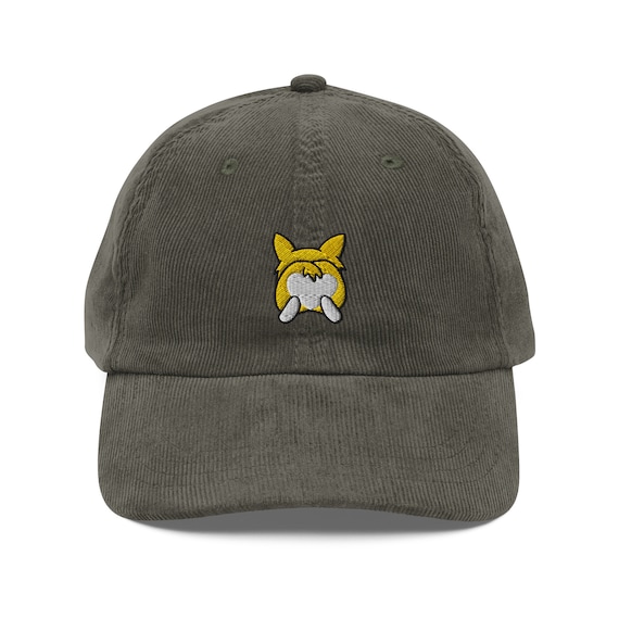 Corgi Butt Corduroy Cap | Corgi Dog Lovers Gift | Vintage Funny Cute Dad Cap | Sustainably Made For Him & For Her | Sustainable Premium Hat